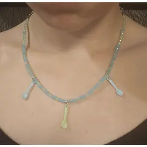 8" Green/Blue Spare Spoons necklace
