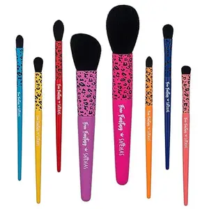 TEXAMO x SHEHAS Makeup Brushes Set for Beginners Colorful Makeup Brush Kit Set 8 Pcs Cute Make Up Brushes for Girls Premium Synthetic Face Powder Blush Contour Concealer Eyeshadow Lip Leopard Print Makeup Brushes