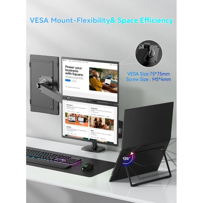 UPERFECT Triple Screen 15.6"/18.5" Portable Foldable Monitor Dual Screen with Stand Extender 1080P FHD IPS for Laptop Windows