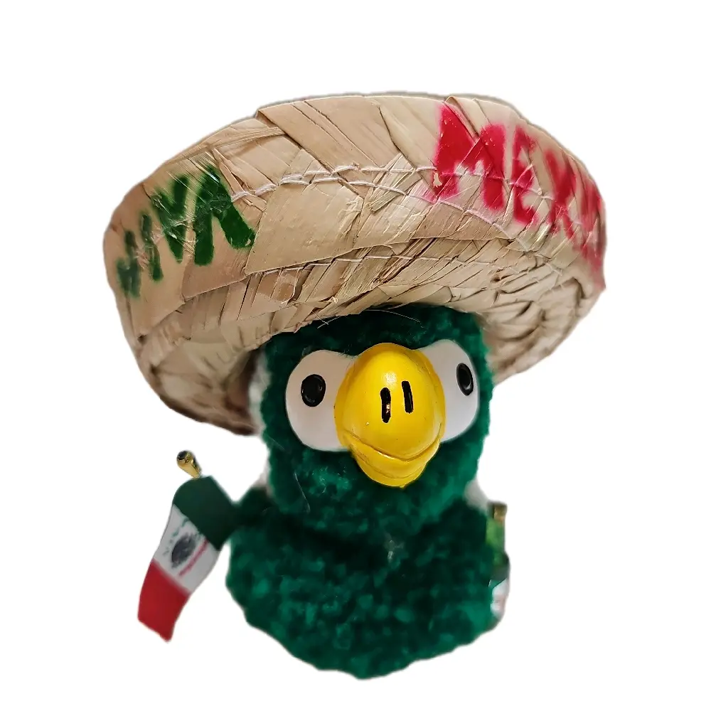 Patriota Colgante para Carro Cotorrito con Sombrero de Paja y Bandera de México para Decoración