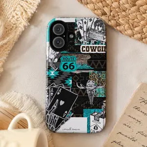 MagSafe Route 66 Tough Phone Case – Western Fashion Protective Cover for iPhone 11 12 13 14 15 16 17 Pro Max Plus Air, Gift for Her
