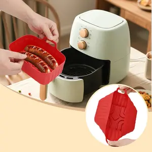 Silicone Air Fryer Basket Liner, Reusable Heat Resistant Air Fryer Tray, Non-Stick Oil Drain Silicone Baking Mat, Kitchen Accessories