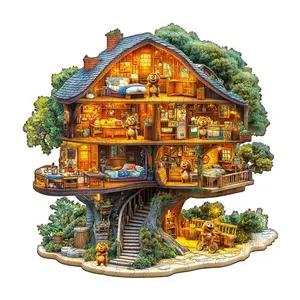 Bear House Wooden Jigsaw Puzzle, Unique Mind Game for Focus & Intelligence, Enhances Cognitive Skills with Engaging Puzzle Experience