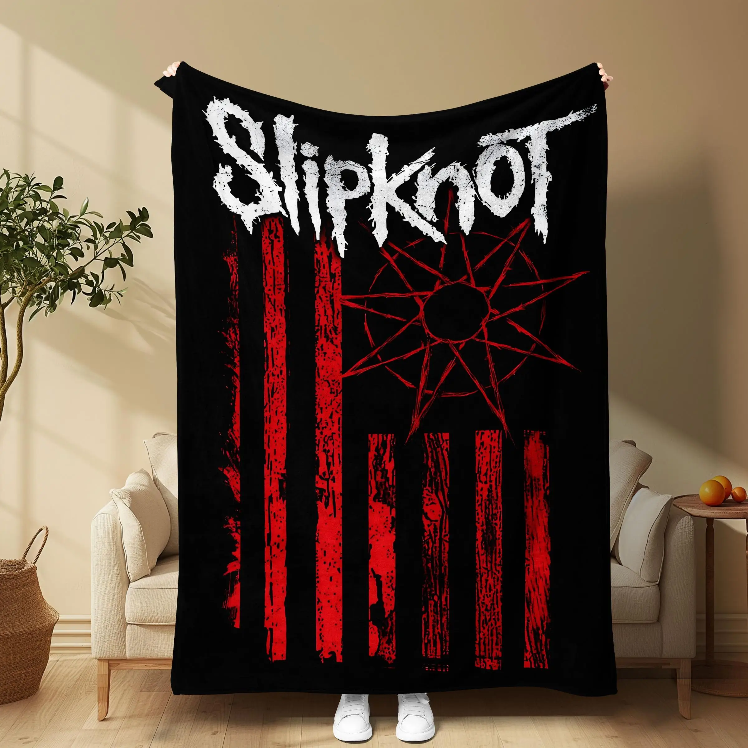 Slipknot Pattern Blanket, 1/2 Counts Soft Comfortable Cool Bedroom Bedding Throw, Warm Napping Blanket for Home Office Travel Camping, Valentine's Day