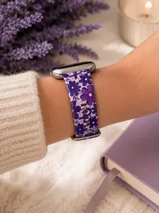 Purple Floral Silicone Watch Band – Cute Daisy Flower Design for Smart Watches