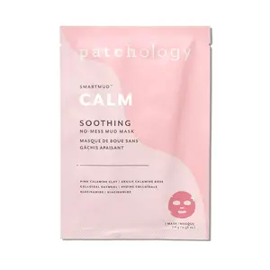 Patchology Calm Soothing SmartMud No-Mess Mud Mask- 1 Mask – Reduce Redness and Irritation Pink Calamine Clay and Niacinamide for Comfort