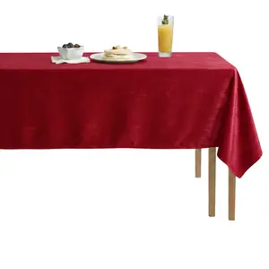 Velveteen72 Solid Plain Velvet Tablecloth  Red