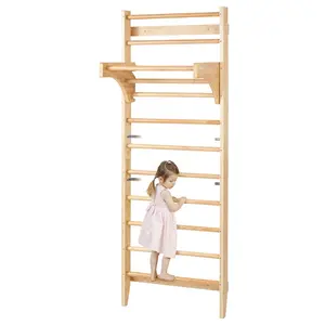 VEVOR Swedish Ladder Wall Gym,  , 10-Level Solid Wood Indoor Jungle Gym, 220lbs Loading Indoor Playground Climbing Ladder for Kid Adults, Gymnastic Stall Bars with Pull-Up Bar - Ideal Gift for Boys Girls