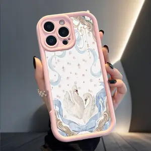 Elegant Swans Phone Case for iPhone 17 Air 16 Pro Max 15 Plus 14 13 12 11 X XS Soft Silicone Shockproof Drop Protection Durable Bumper Cover