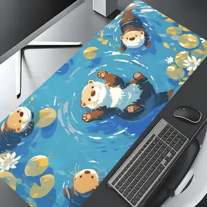 Playful Otter Cute Large Gaming Mouse Pad, Washable Rubber Extended Desk Mat with Non-Slip Base, Girly Aesthetic Home Office Decor, Mouse Pads for Desk, Christian Gifts for Women, Desk Accessories