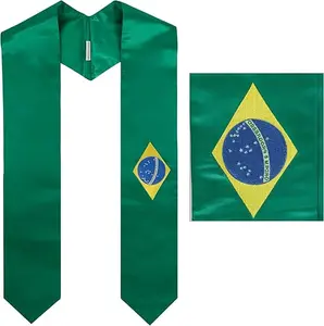 GraduationMall National Flag Graduation Stole Printed Sash for Study Brazil International Students