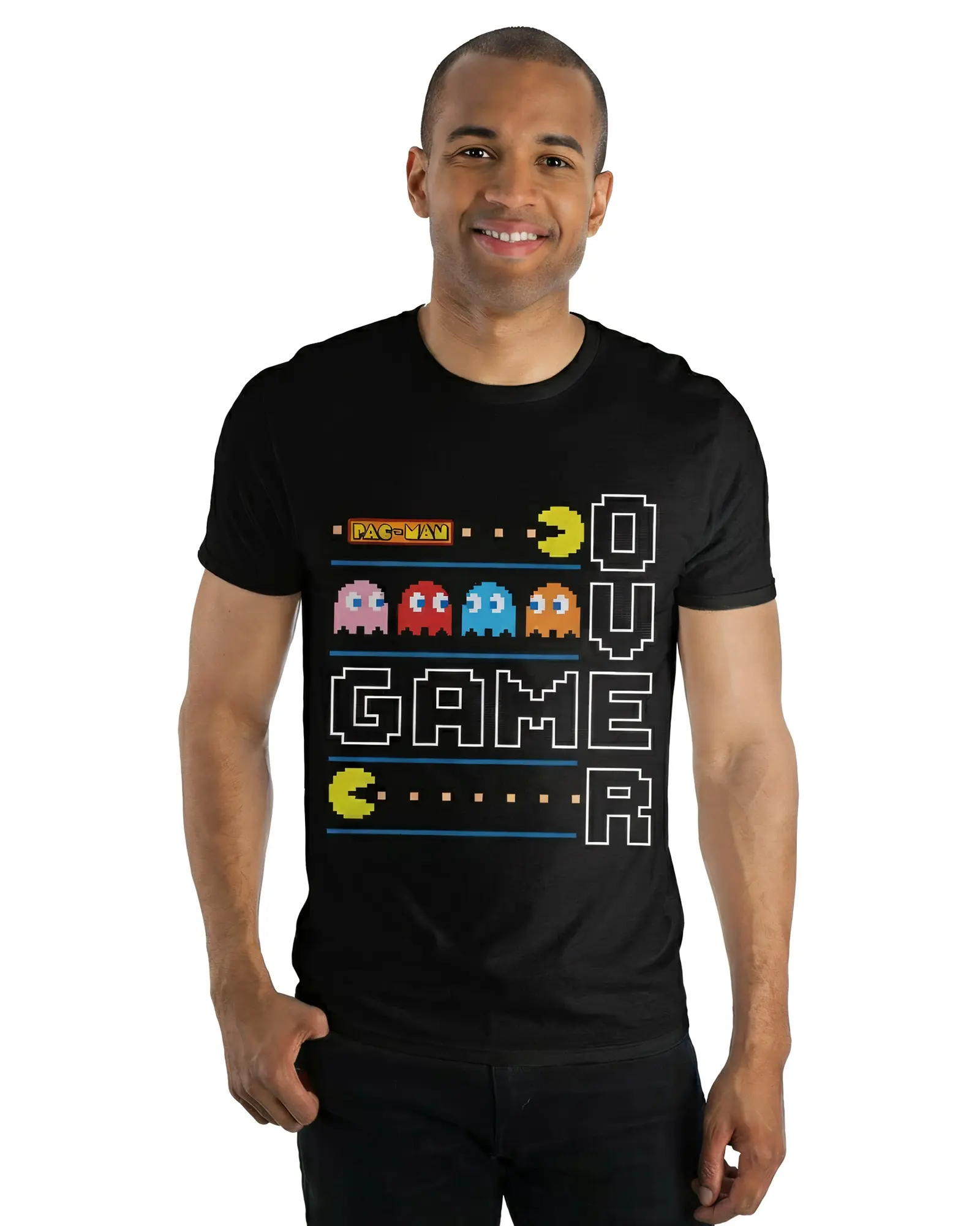 Pac-Man Men's T-Shirt Game Over Pixel Graphic Print Crewneck Tee