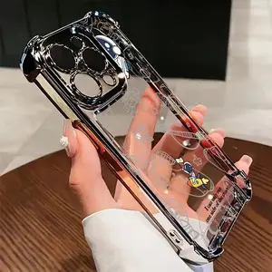 Applicable to Apple series.Cartoon Astronaut Pattern Phone Case Suitable for Iphone 16, 15, 14, 13, 12, 11 Pro Max, X, XR, XS Max, 8, 24 Plus, Featuring a Transparent Soft Back That Is Drop-Resistant.