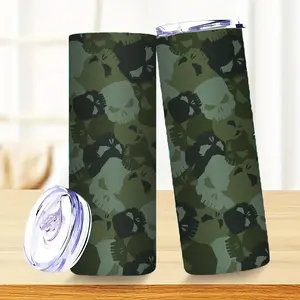 20oz Tumbler with lid- Insulated Cup- Travel Coffee Mug - Camo Skull Pattern, Great for Kitchen Accessories, Coffee Mugs, Home Decor & Military Style Fans