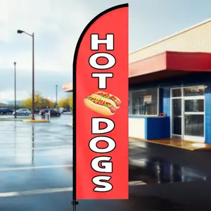 1pc HOT DOGS Feather Flag, Food Truck Banner, Fast Food Advertising Flag, Snack Bar Sign, Outdoor Vertical Flag, Eye-Catching Store Signage, Polyester Material, Vivid Printing, Flag Only, No Pole