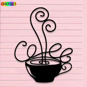 1pc Romantic Coffee Cup Metal Wall Art, Statue Mural, Iron Craft, Modern Minimalist Design, Perfect for Home Decoration, Silhouette Wall Decor, Housewarming Decor, Ideal Gift for Coffee Lovers