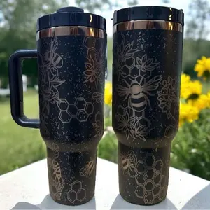 Bee 40oz Tumbler, Spring & Summer Water Bottle, Honeybee Travel Mug, Teacher Gift, Personalized 40oz Cup, Cute Bee Tumbler