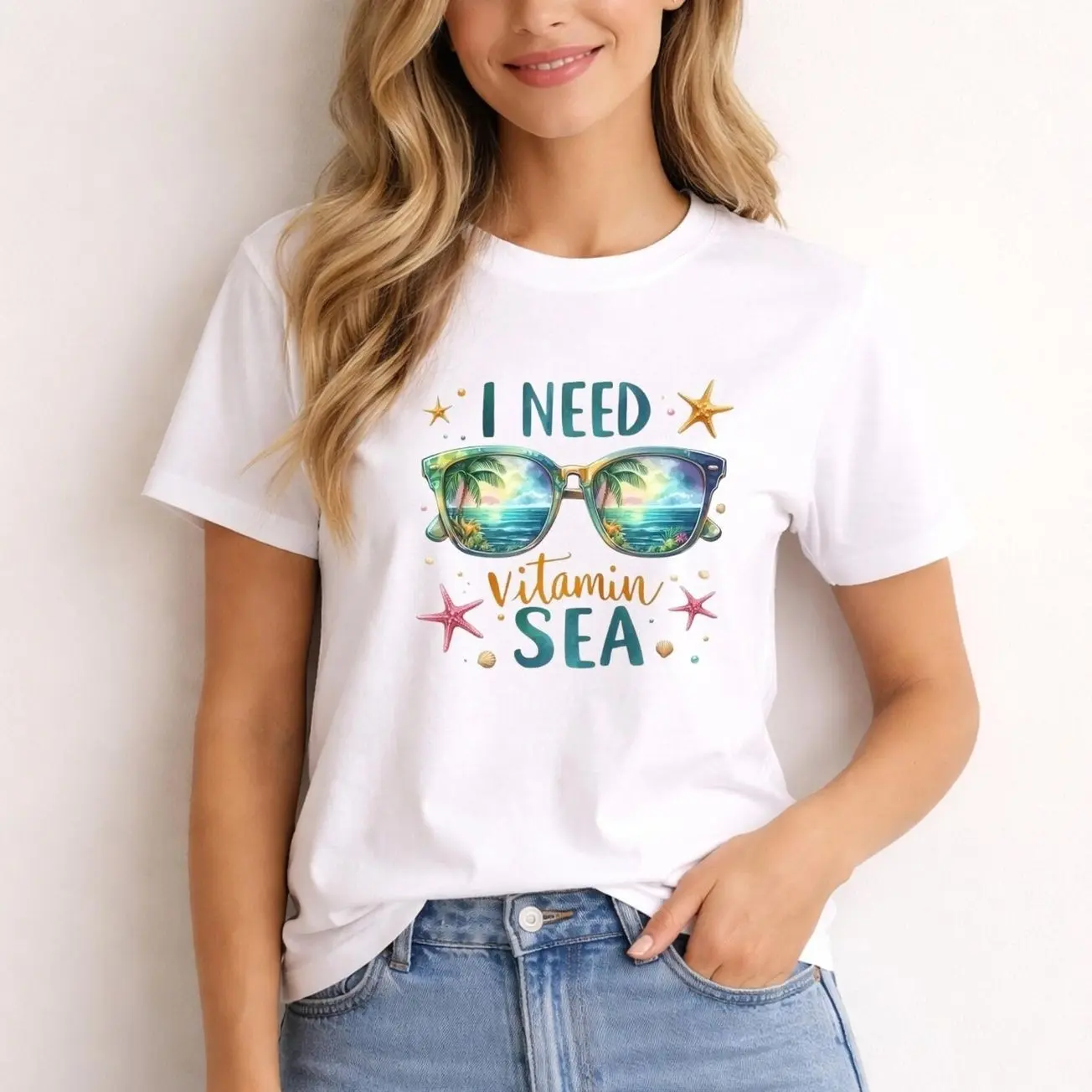 I Need Vitamin Sea Shirt, Beach Vacation T-Shirt, Tropical Sunglasses Tee, Funny Summer Beach Shirt, Coastal Vacation Gift 3O3