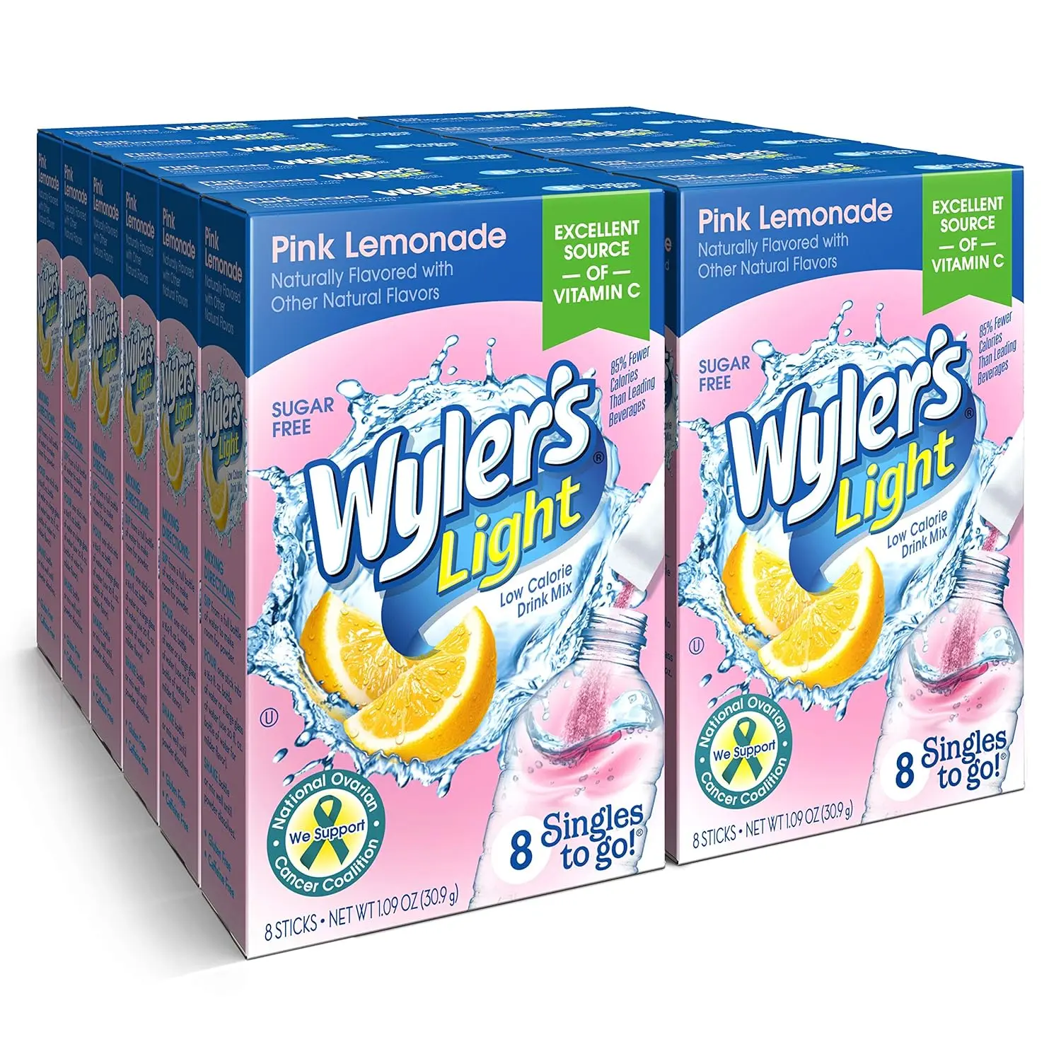 Wyler's Light Singles To Go Powder Packets, Water Drink Mix, Pink Lemonade, 96 Single Servings (Pack of 12)