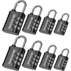 8 Pack Combination Lock, 3-Digit Padlock Keyless, Resettable Luggage Locks for Backpack, Gym & School & Employee Locker, Weatherproof Travel Lock for Fence, Backyard Gate, Hasp, Case-Black