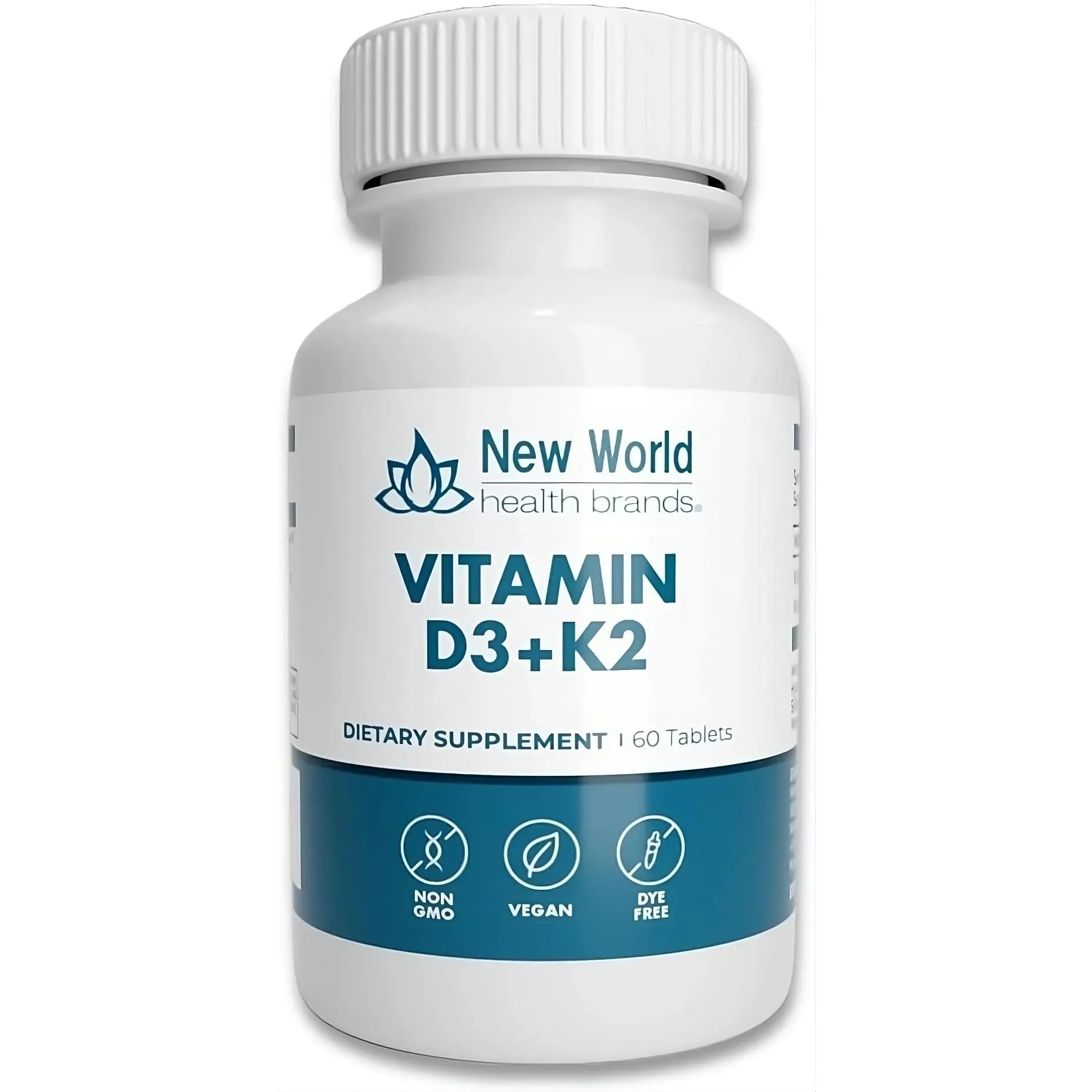New World Health Brands Vitamin D3 + K2 5000 IU/180 mcg | 60 Capsules - Bone, Immune, Heart & Teeth Support - Easy to Swallow, High Potency