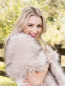 Blush faux fur wrap bridal shawl