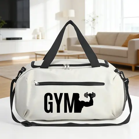 New Large Capacity Gym Pattern Fitness Bag, Multifunctional Travel Backpack, Casual Nylon Duffel Bag, Athletic Bag, Workout Bag, Lightweight for Sports and Short Trips, Fitness Leisure Bag