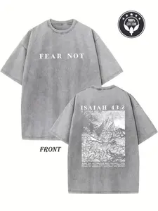 Isaiah 43:2 Fear Not Sailboat Vintage Washed T-Shirt, Bible Verse Faith Retro Oversized Crew Neck Top