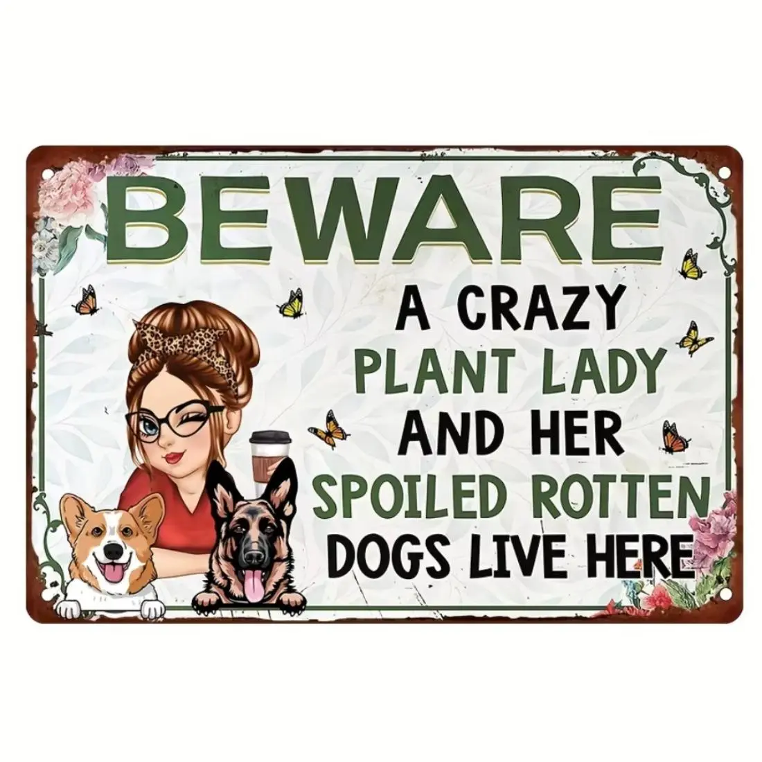 Vintage Metal Sign, Beare Lady Pattern Garden Sign, Durable Outdoor Decor, Garden & Patio Decoration Supplies, Yard Sign