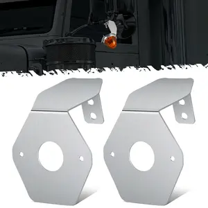 Partsam Glass Watermelon Light Mirror Turn Signal Angled Stainless Steel Bracket Holder 2PC