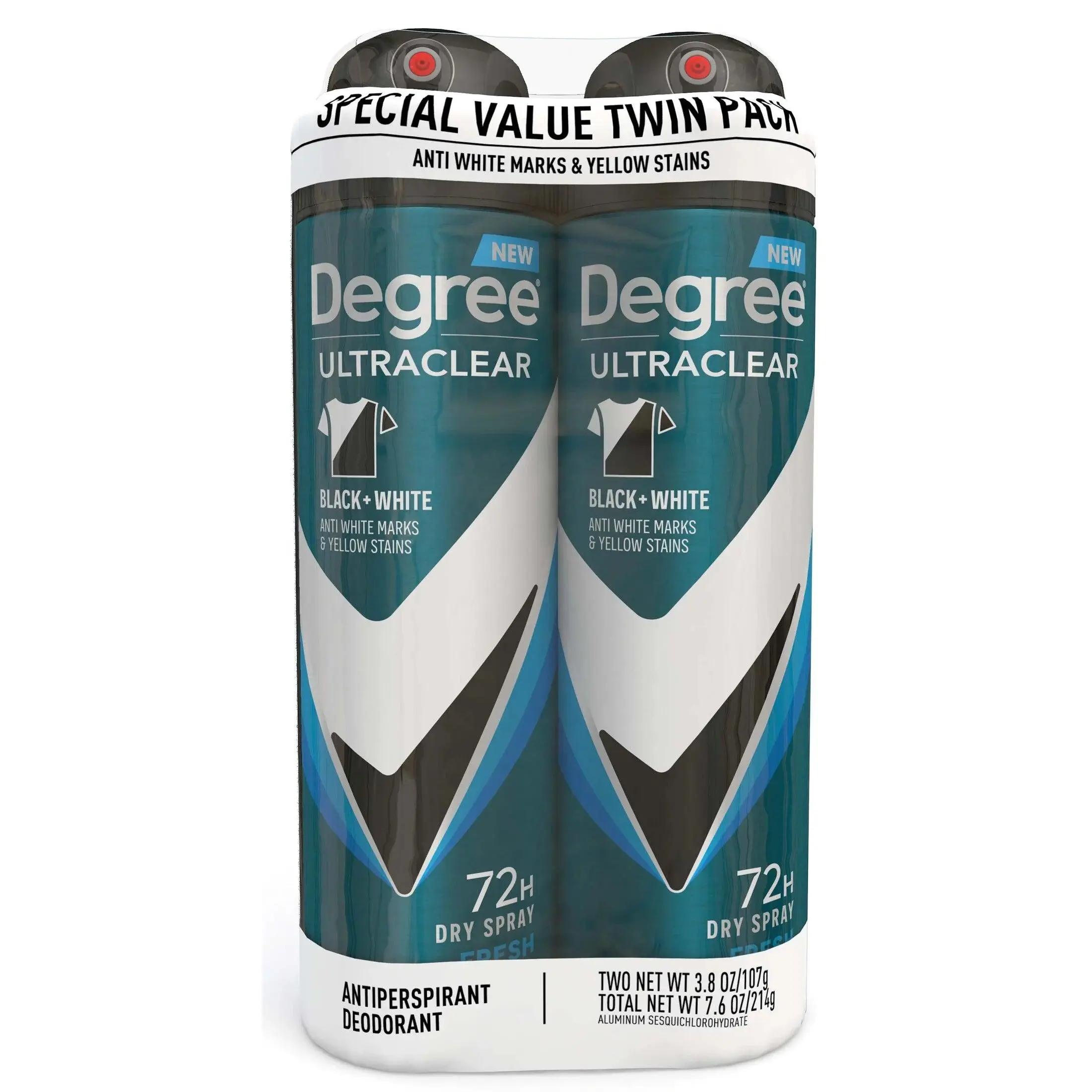 Ultra Clear Long Lasting Men'S Antiperspirant Deodorant Dry Spray Twin Pack, Fresh, 3.8 Oz