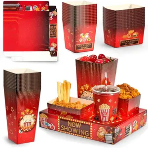 48 count Movie Night Party Supplies Include 12 Paper Snack Trays 12 Popcorn Buckets 12 Snack Boxes 12  Bowls, Disposable Cinema Theater Accessories for Family Outdoor Birthday (Classic)