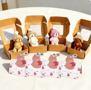 Little Bear in Box,Mini Plush Bear Set with Greeting Card,Best Gift for School Classroom Exchange Supplies,Perfect Halloween Thanksgiving Christmas Valentine Easter Stuffer Mother Father Day Gift