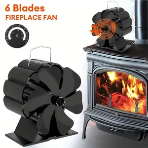 Heat Powered Fireplace Fan,Wood Stove Fans Non Electric Save Energy,With Magnetic Thermometer,6 Blade Fireplace Fan,Quiet Durable Fireplace Fan Stove Fan,for Large Wood Burning Stoves and Heaters