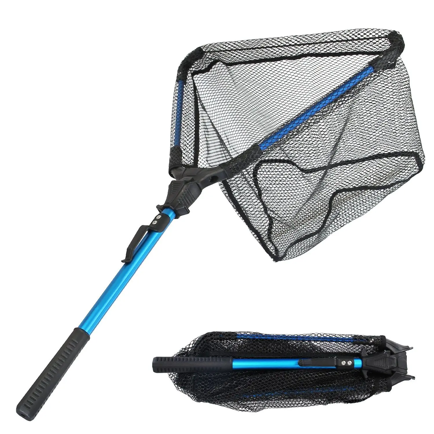 Foldable Fishing Landing Net with Anti-Bend Aluminum Pole, Fish-Safe Hexagonal Grid Mesh & Anti-Slip EVA Handle for Saltwater & Freshwater, 5Mm, Anti-Bend Rod