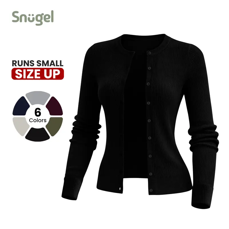 SNUGEL Women’s Lightweight Ribbed Knit Cardigan Sweater – Long Sleeve Button Down, Soft Slim Fit, Casual Spring Outfit Top (Size Up for Best Fit) #Dealsforyou