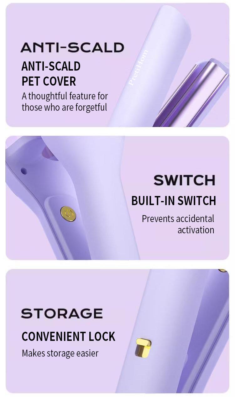 V-Shaped Clip - 30-second fast heat-up, ergonomic lightweight curling iron Multifunctional Styler hair straightener