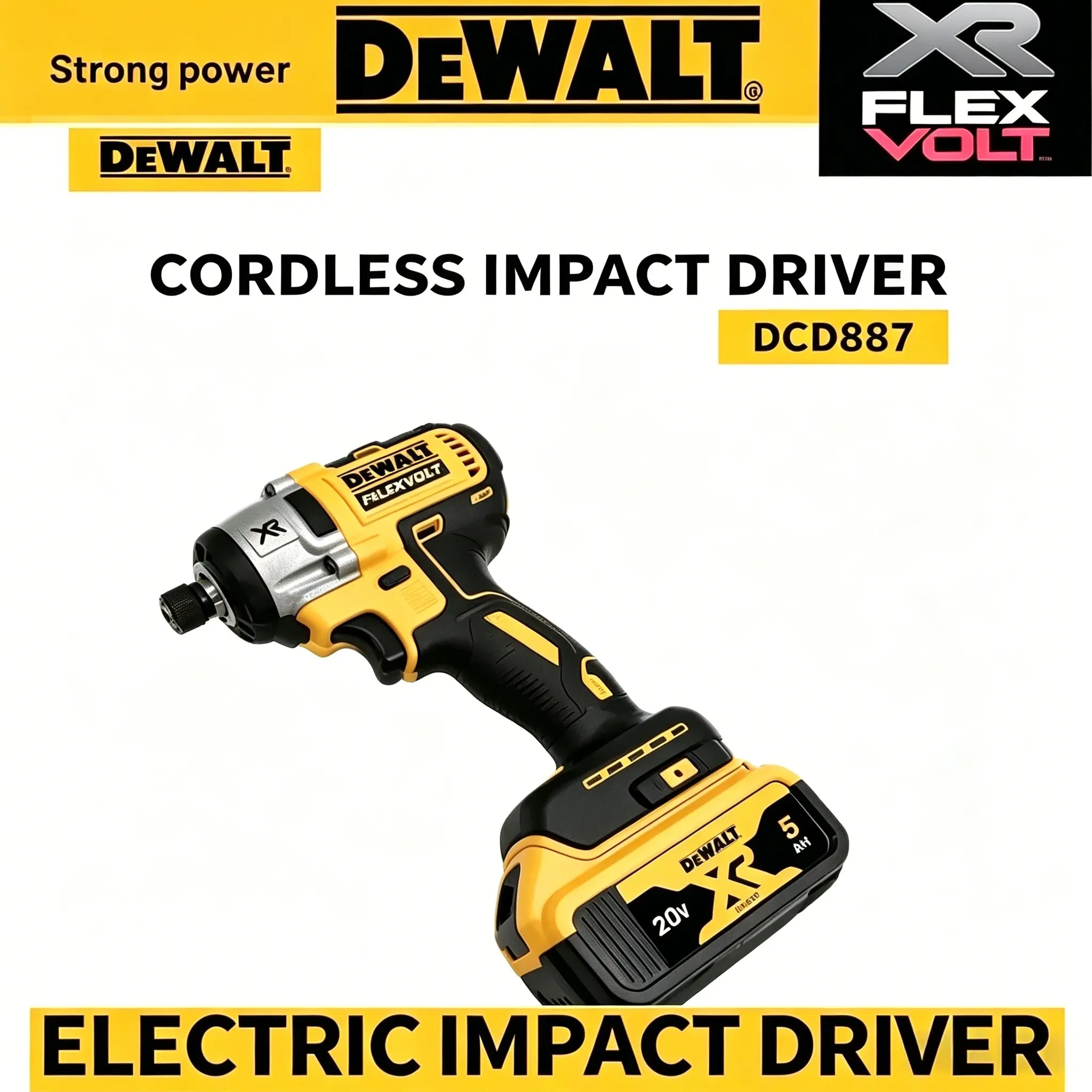 Dewalt DCF887 20V Brushless Motor 2-in-1 Impact Drill & Screwdriver - Bare Machine with 1 Battery, 205 Nm Torque, DIY/Construction Workers Use, Extends Tool Life, Reduces Wear, A Battery, Steady Power campingessentials