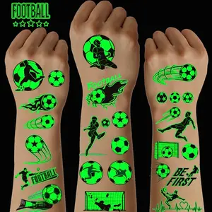 10 Sheets Glow-in-the-Dark Soccer Temporary Tattoos Football Player Team Designs for Game Day & Parties