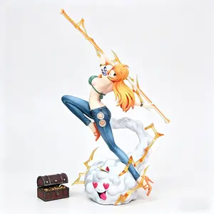 One Piece Nami & Zeus 2-Style Figure Set, Clima-Tact Lightning Effect Collectible，Nami with Zeus Figure, One Piece Anime Merch for Fans & Display，Desk Decor