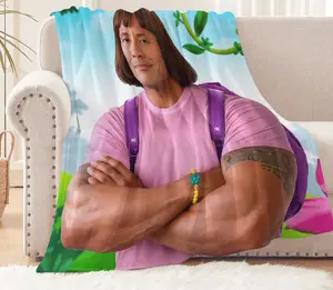 Viral TikTok Dwayne "The Rock" Johnson Dora Meme Flannel Blanket Iconic Design Soft Flannel Cozy Throw for Meme Lovers Fans