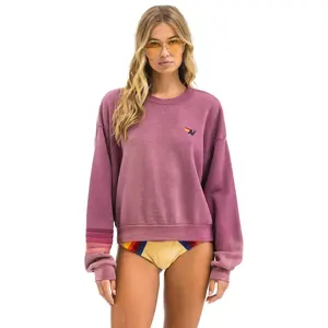 RUGBY STITCH RELAXED CREW SWEATSHIRT - FADED BERRY