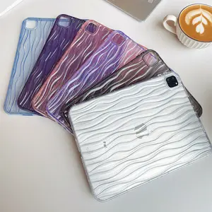 Water ripple pattern tablet case, transparent and thin, suitable for iPad mini 4/5/6/7/iPad Air/iPad Pro silicone shockproof case