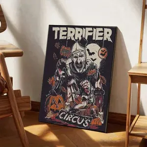 1pc Minimalist Canvas Print, Halloween Home Decor Poster With Pumpkin, Bat And Ghost Design, Wall Art, Office Decoration, Party Gift Gifts Birthday Graduation