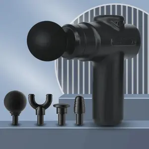 Electric muscle massager, handheld neck and back body massager, equipped with 4 interchangeable massage heads, professional muscle massage tool for home and travel, gym accessory