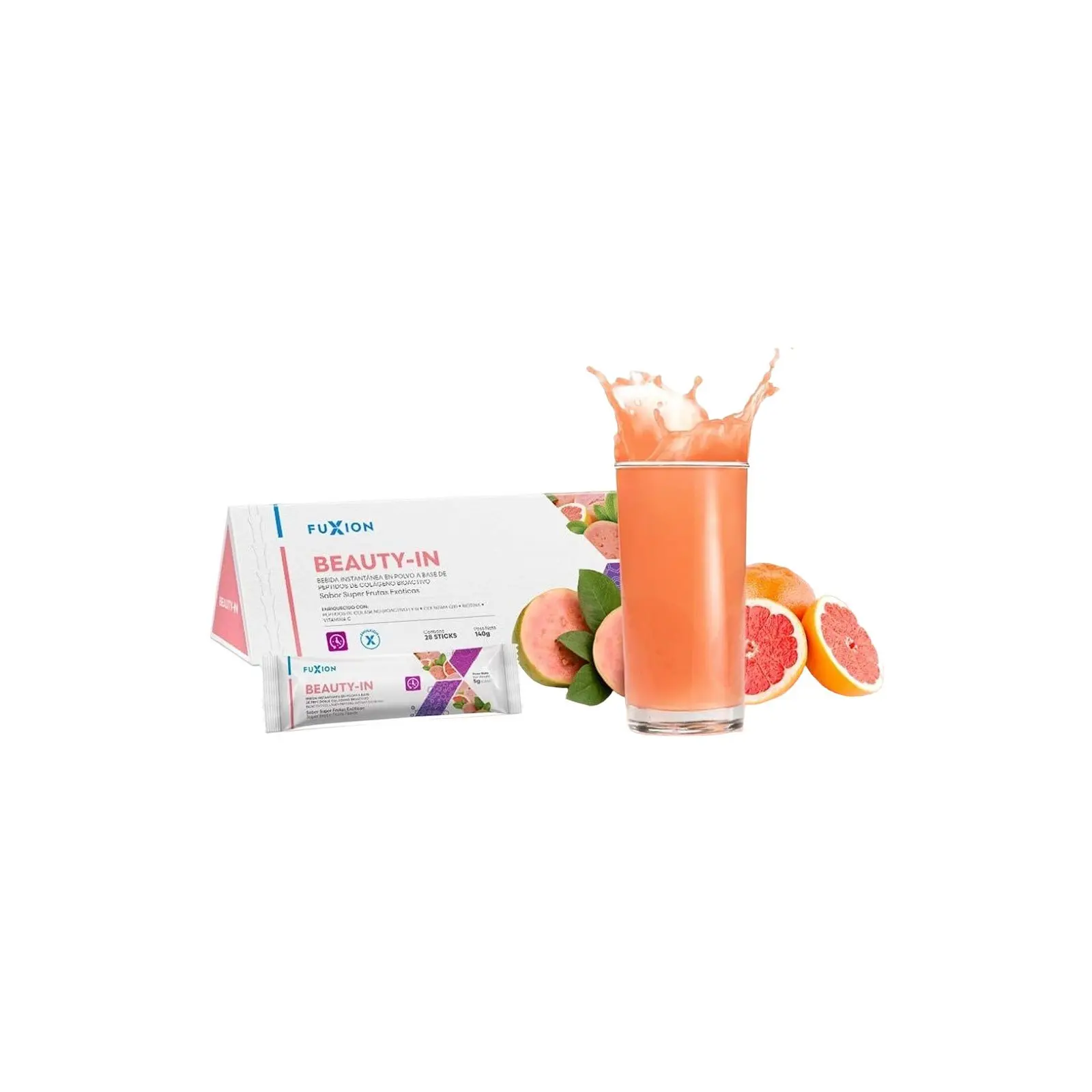 Fuxion Beauty-In Drink Mix – Super Fruit Flavor | 28 Stick Packs | Functional Powder Beverage Snack