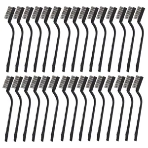 30 count Mini Wire Brush Stainless Steel Brush,Curved Handle Masonry Brush Wire Bristle for Cleaning Welding Slag and Rust