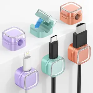 Crystal Multicolor 6-Pack Magnetic Cable Clips - Adjustable Cord Holder for Cables, Strong Magnetic Closure, Adhesive Charger Wire Organizer