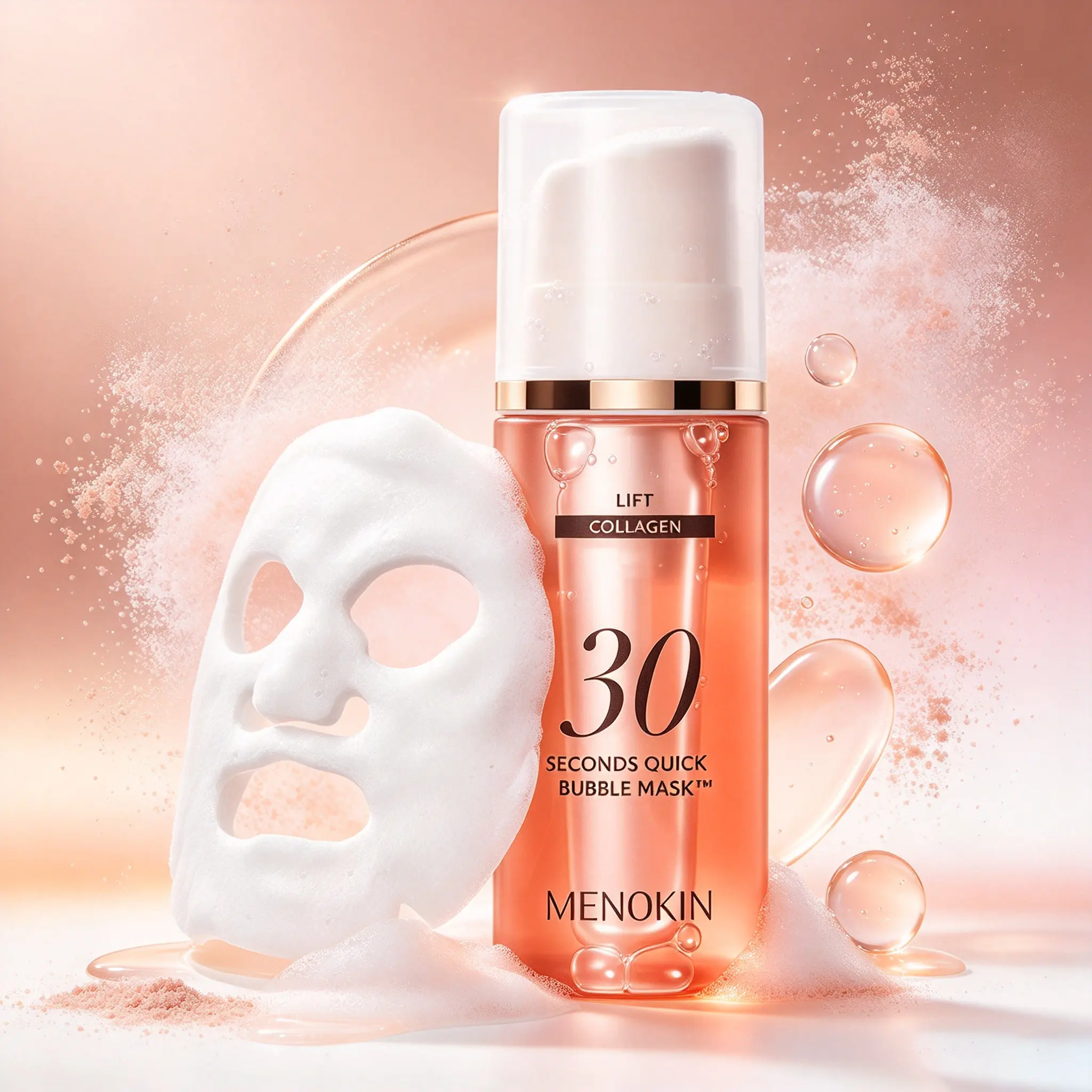 [MENOKIN] 30 Seconds Micro-Bubble Mask, Korean Glass Skin Essential, 3.21 fl.oz for 70 Uses, Multi-Purpose Micro-Bubble Primer, Targets Tech Neck, Smile Lines, 11 Lines, Forehead Lines & Under-eye Hollows