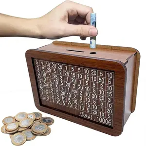 Wooden ATM-Style Electronic Piggy Bank Decor, Trending Savings Box with Built-in Counter, Interactive Money Challenge Toy, Great Gift for Kids 3-12 to Learn Saving